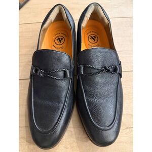 Thomas & Vine Mens Black Leather Slip On Loafers Dress‎ Shoes Size 8
